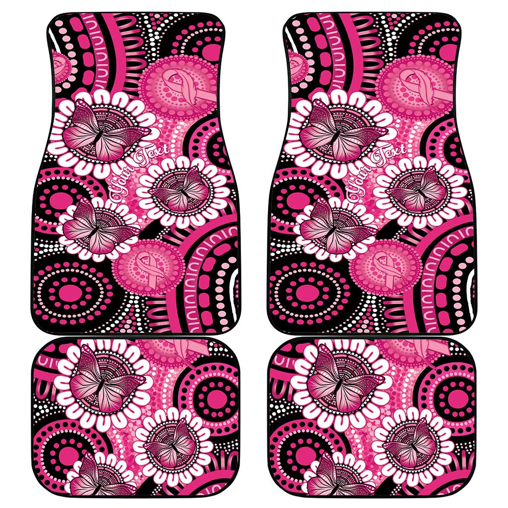 Personalised Australia Indigenous Car Mats Breast Cancer Ribbon Think Pink - Black Version LT14