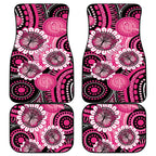 Personalised Australia Indigenous Car Mats Breast Cancer Ribbon Think Pink - Black Version LT14