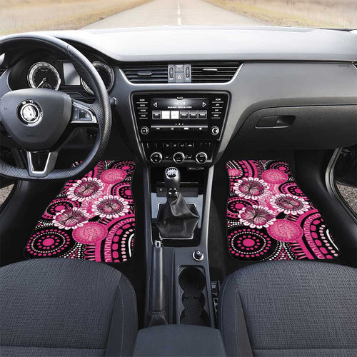 Personalised Australia Indigenous Car Mats Breast Cancer Ribbon Think Pink - Black Version LT14