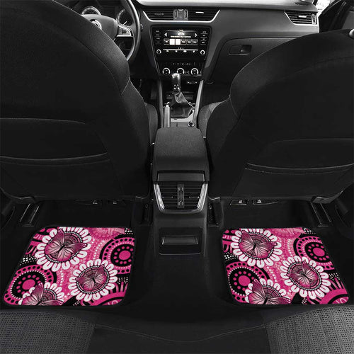 Personalised Australia Indigenous Car Mats Breast Cancer Ribbon Think Pink - Black Version LT14