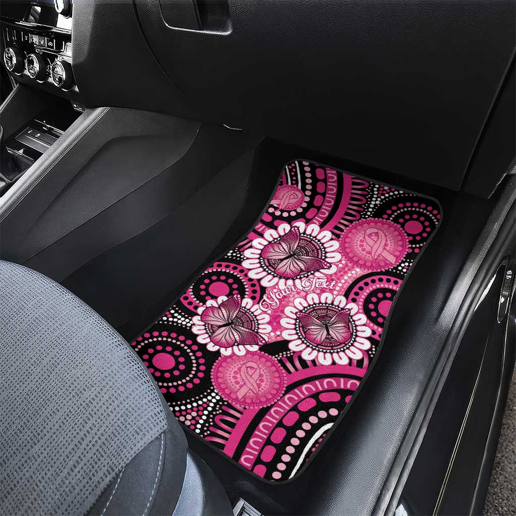 Personalised Australia Indigenous Car Mats Breast Cancer Ribbon Think Pink - Black Version LT14