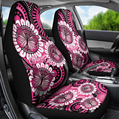 Personalised Australia Indigenous Car Seat Cover Breast Cancer Ribbon Think Pink - Black Version LT14