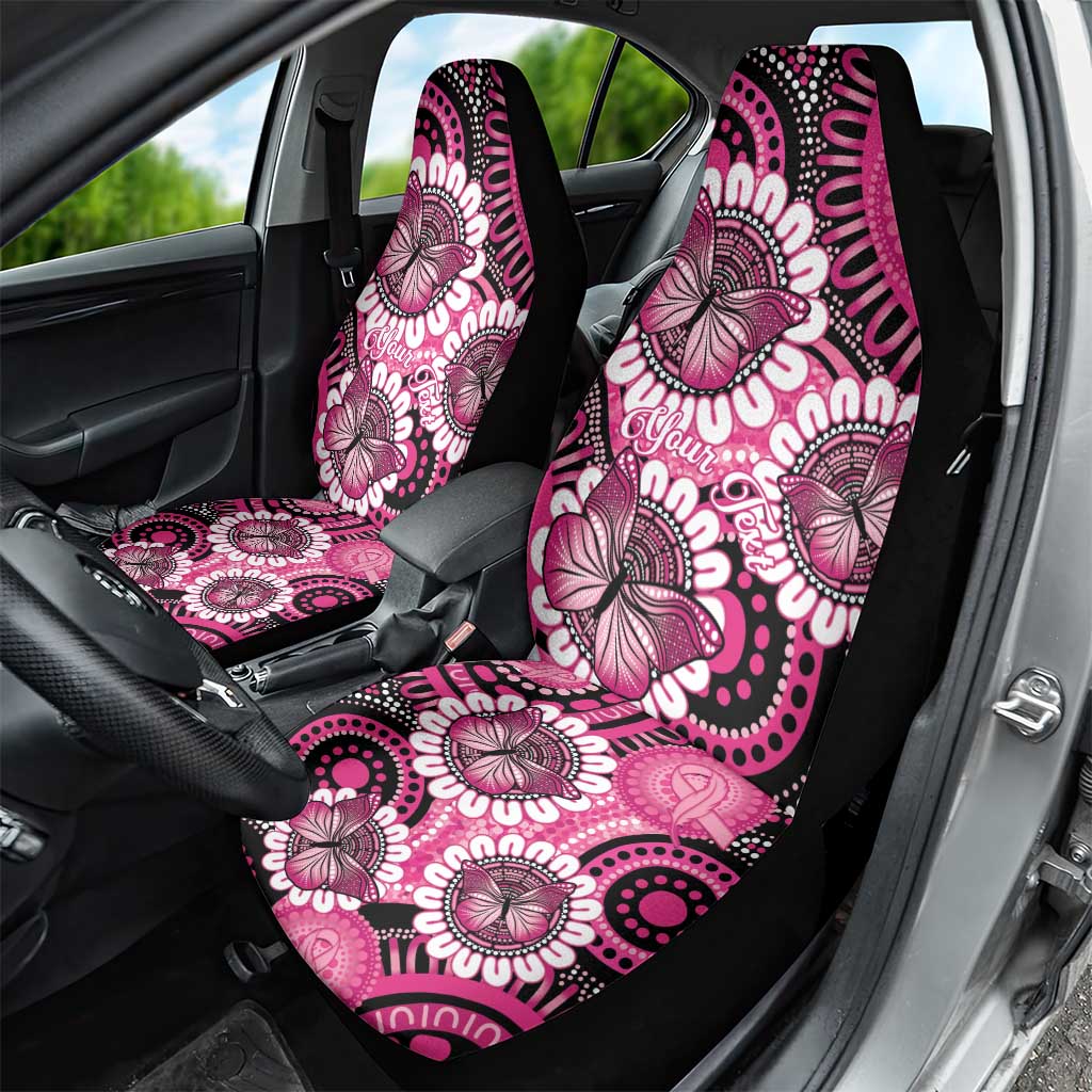 Personalised Australia Indigenous Car Seat Cover Breast Cancer Ribbon Think Pink - Black Version LT14