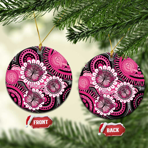 Australia Indigenous Ceramic Ornament Breast Cancer Ribbon Think Pink - Black Version LT14