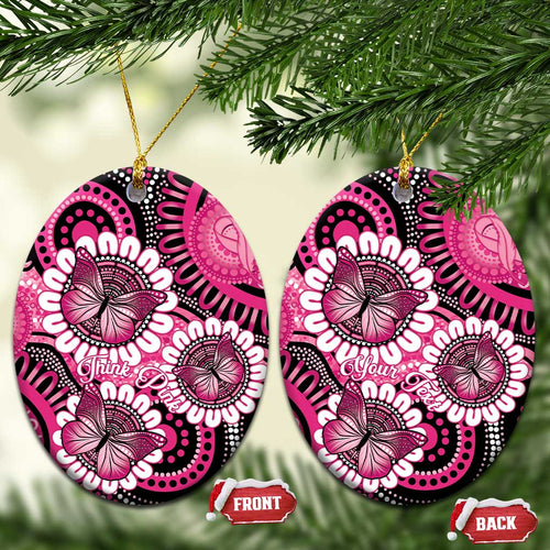 Australia Indigenous Ceramic Ornament Breast Cancer Ribbon Think Pink - Black Version LT14
