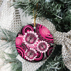 Australia Indigenous Ceramic Ornament Breast Cancer Ribbon Think Pink - Black Version LT14