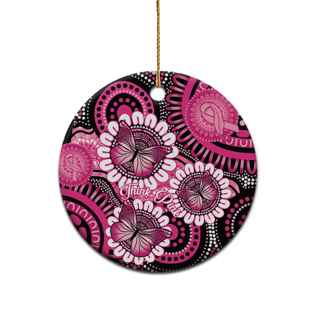 Australia Indigenous Ceramic Ornament Breast Cancer Ribbon Think Pink - Black Version LT14