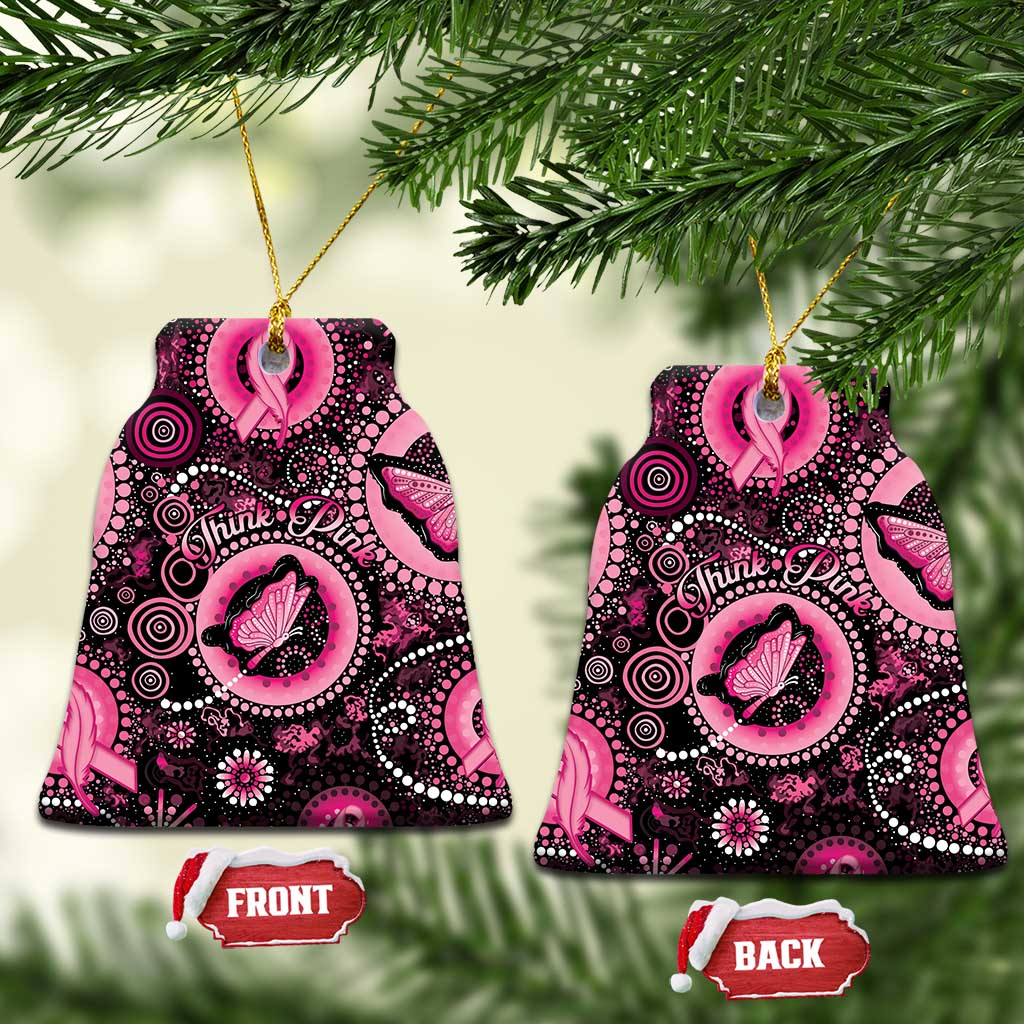 Australia Indigenous Ceramic Ornament Breast Cancer Ribbon Think Pink - Black Version - Aussie Hoodie