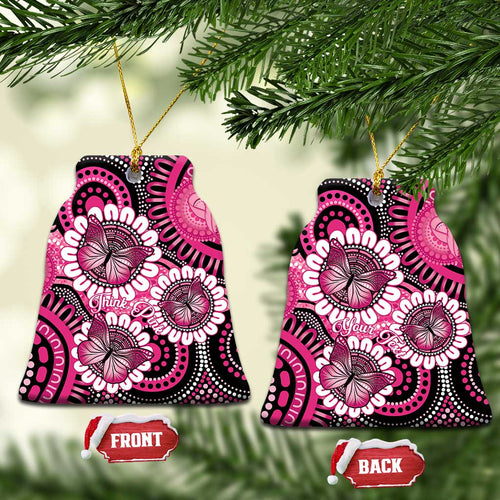 Australia Indigenous Ceramic Ornament Breast Cancer Ribbon Think Pink - Black Version LT14
