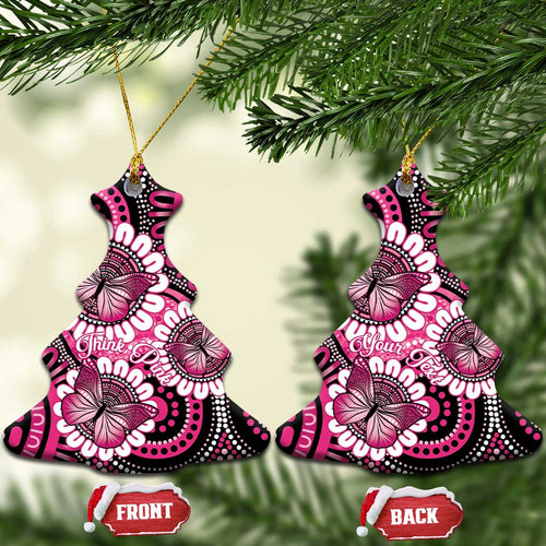 Australia Indigenous Ceramic Ornament Breast Cancer Ribbon Think Pink - Black Version LT14