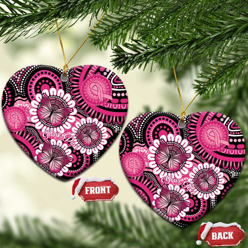 Australia Indigenous Ceramic Ornament Breast Cancer Ribbon Think Pink - Black Version LT14