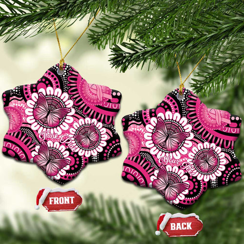 Australia Indigenous Ceramic Ornament Breast Cancer Ribbon Think Pink - Black Version LT14