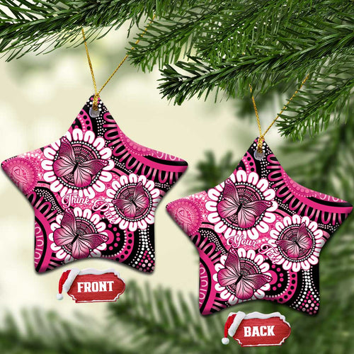 Australia Indigenous Ceramic Ornament Breast Cancer Ribbon Think Pink - Black Version LT14