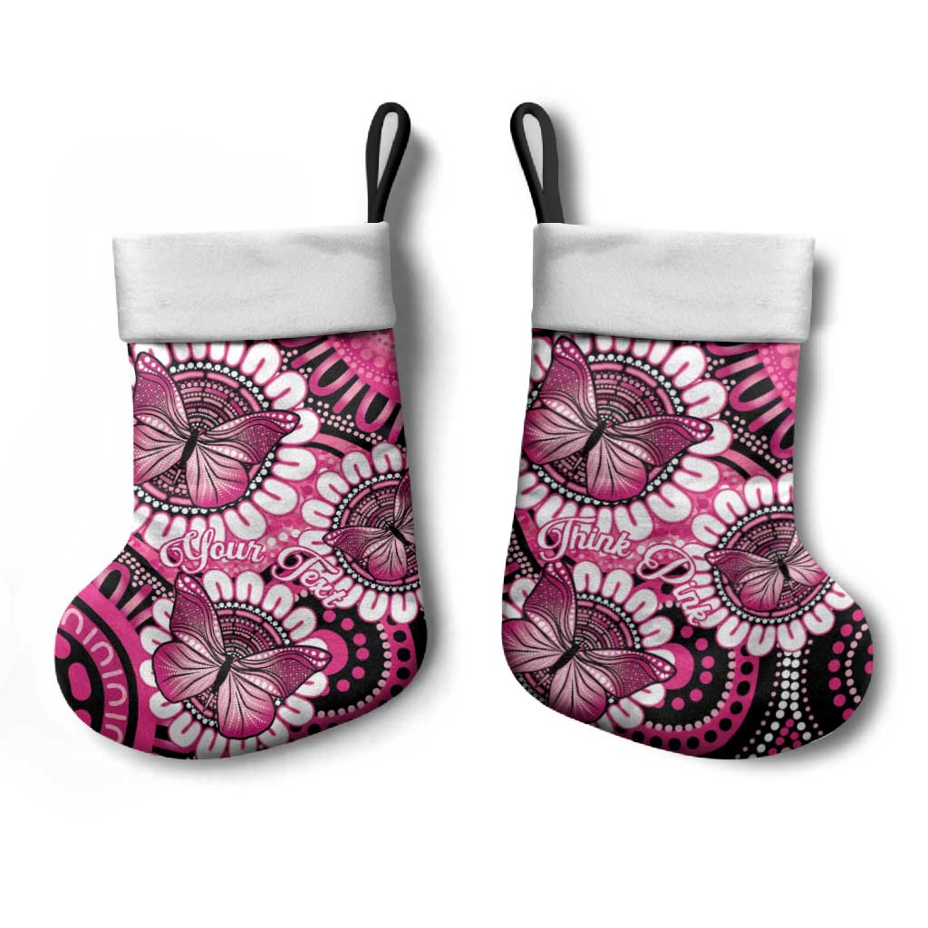 Australia Indigenous Christmas Stocking Breast Cancer Ribbon Think Pink - Black Version LT14