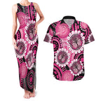 Personalised Australia Indigenous Couples Matching Tank Maxi Dress and Hawaiian Shirt Breast Cancer Ribbon Think Pink - Black Version LT14