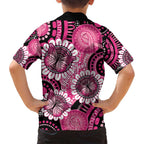 Personalised Australia Indigenous Family Matching Long Sleeve Bodycon Dress and Hawaiian Shirt Breast Cancer Ribbon Think Pink - Black Version LT14