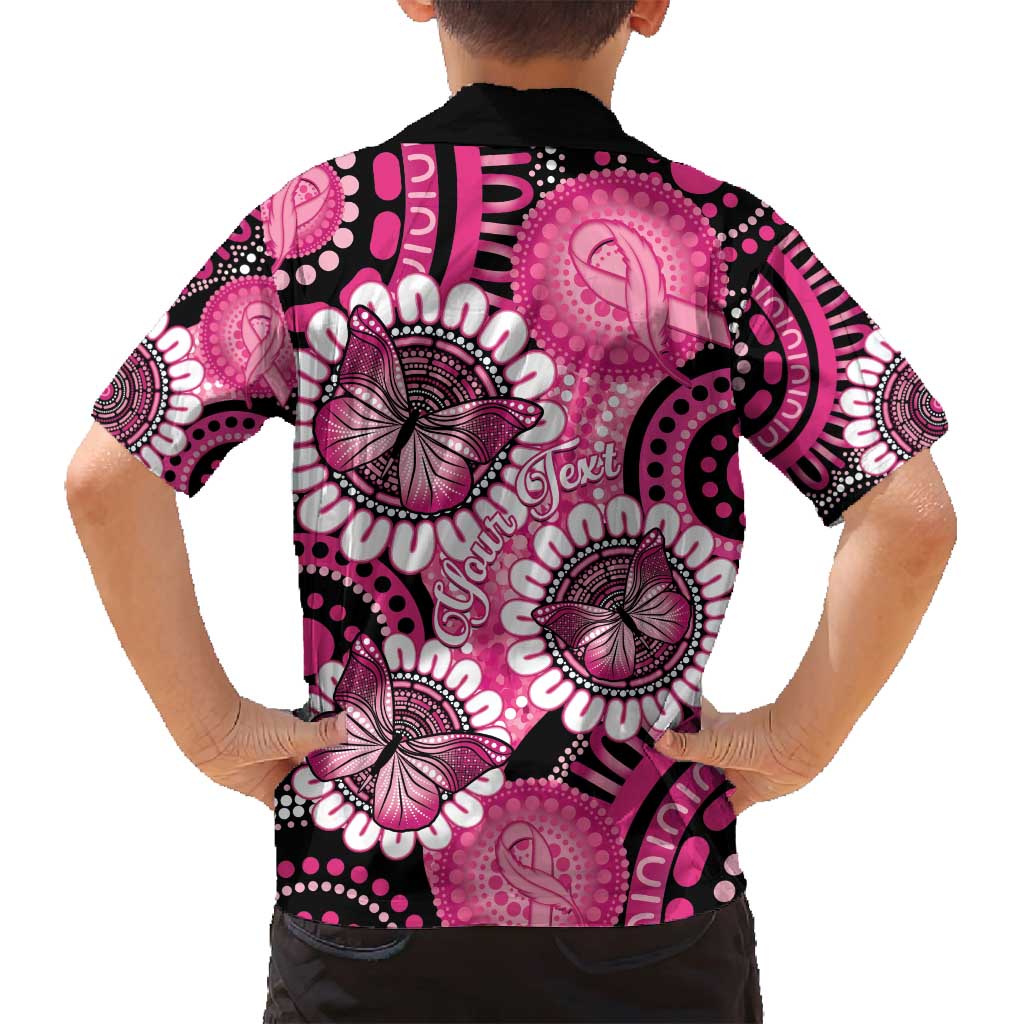 Personalised Australia Indigenous Family Matching Long Sleeve Bodycon Dress and Hawaiian Shirt Breast Cancer Ribbon Think Pink - Black Version LT14