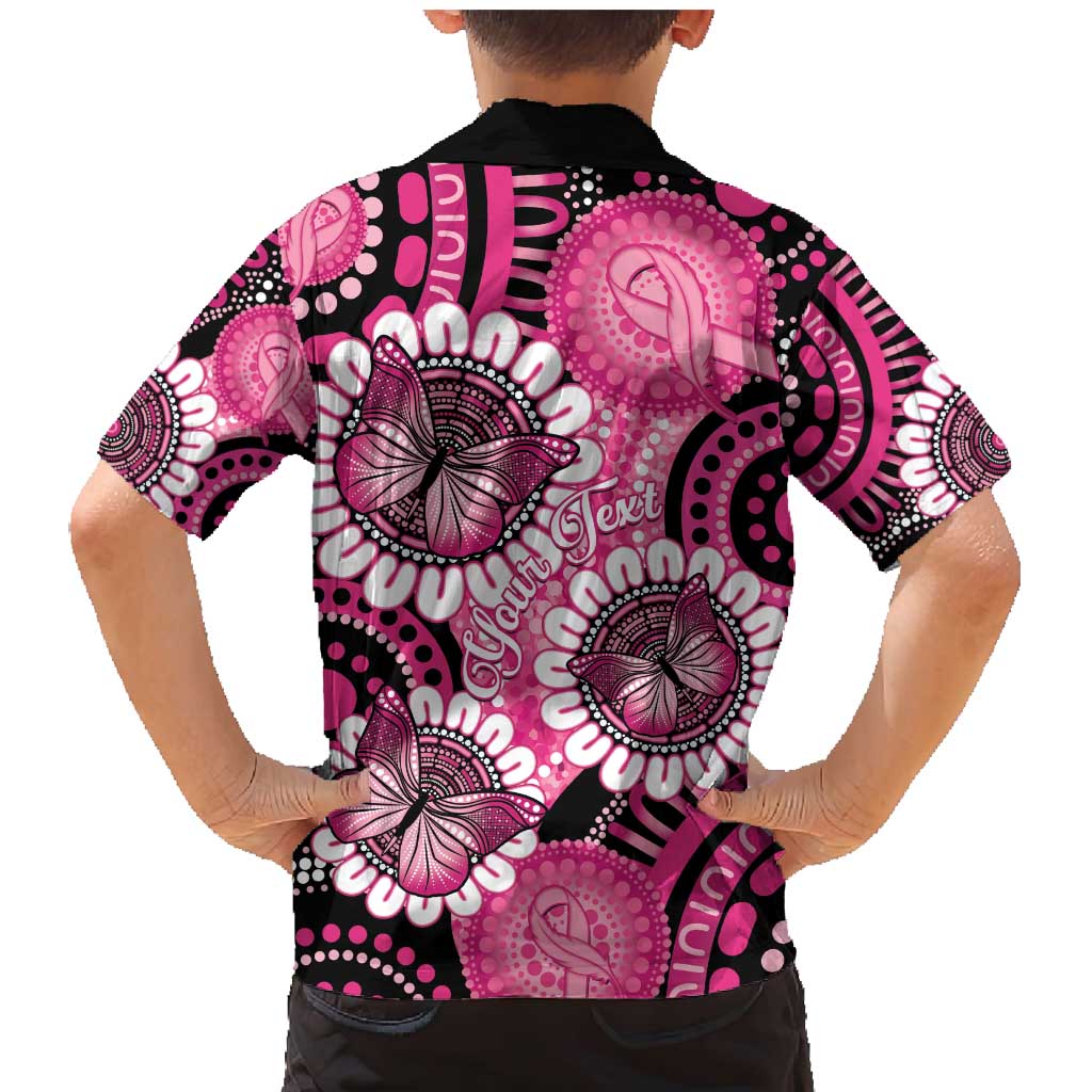Personalised Australia Indigenous Family Matching Mermaid Dress and Hawaiian Shirt Breast Cancer Ribbon Think Pink - Black Version LT14
