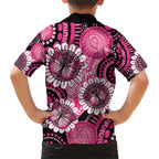 Personalised Australia Indigenous Family Matching Short Sleeve Bodycon Dress and Hawaiian Shirt Breast Cancer Ribbon Think Pink - Black Version LT14