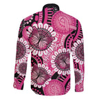 Personalised Australia Indigenous Family Matching Short Sleeve Bodycon Dress and Hawaiian Shirt Breast Cancer Ribbon Think Pink - Black Version LT14