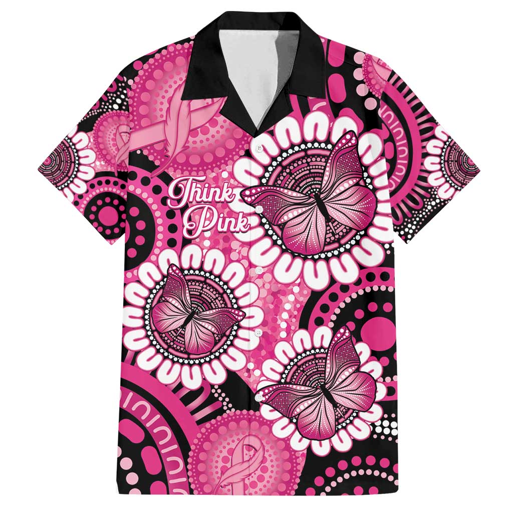 Personalised Australia Indigenous Family Matching Summer Maxi Dress and Hawaiian Shirt Breast Cancer Ribbon Think Pink - Black Version LT14