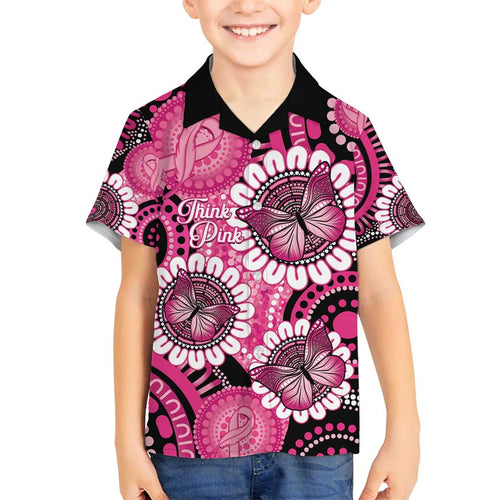 Personalised Australia Indigenous Family Matching Summer Maxi Dress and Hawaiian Shirt Breast Cancer Ribbon Think Pink - Black Version LT14