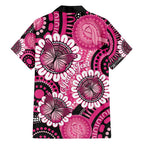Personalised Australia Indigenous Family Matching Tank Maxi Dress and Hawaiian Shirt Breast Cancer Ribbon Think Pink - Black Version LT14