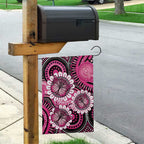 Personalised Australia Indigenous Garden Flag Breast Cancer Ribbon Think Pink - Black Version LT14
