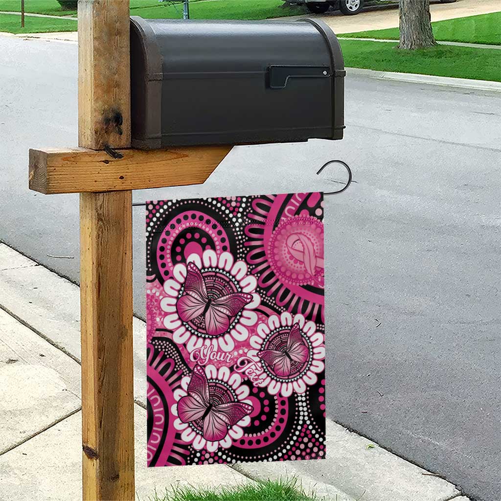 Personalised Australia Indigenous Garden Flag Breast Cancer Ribbon Think Pink - Black Version LT14