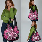 Personalised Australia Indigenous Grocery Bag Breast Cancer Ribbon Think Pink - Black Version LT14