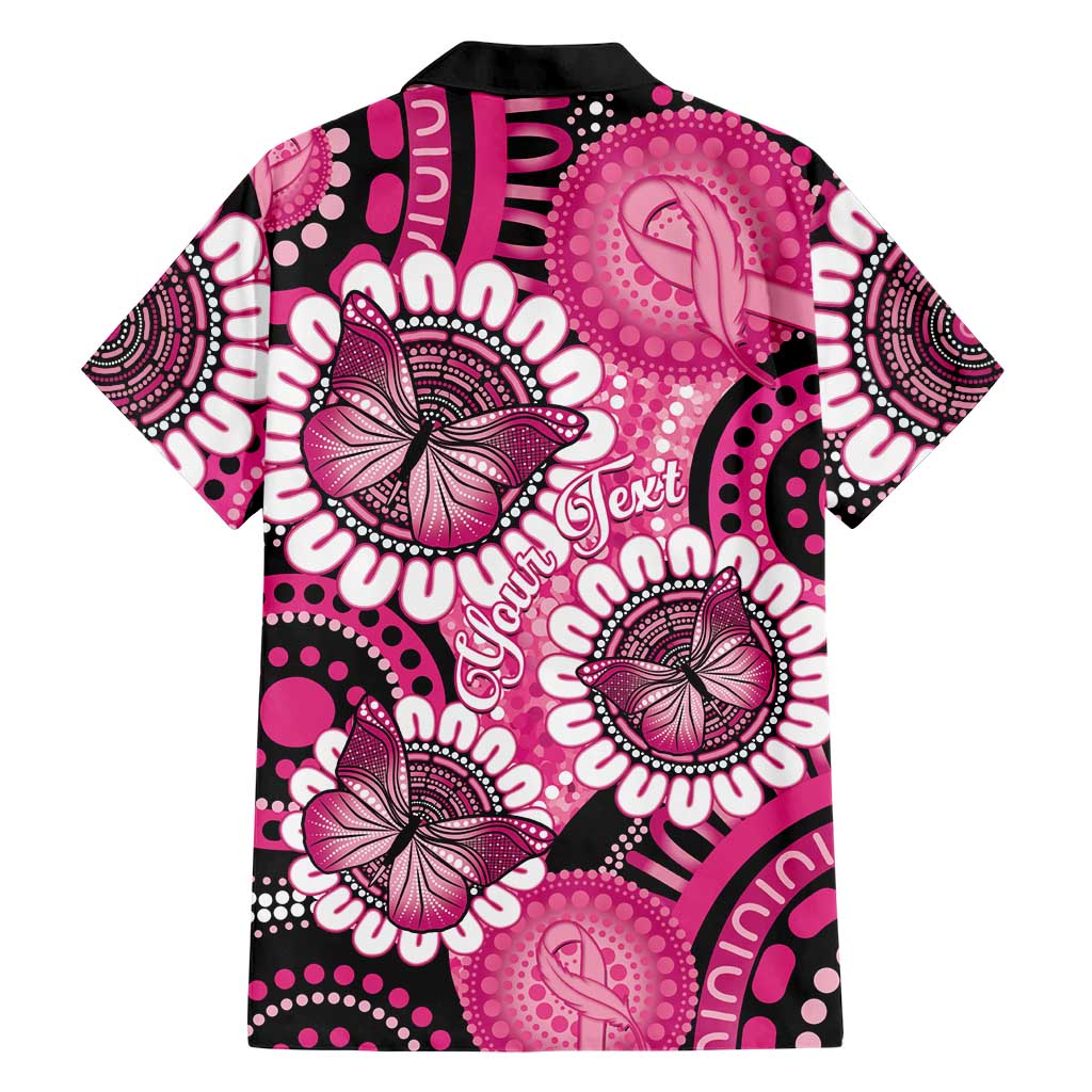 Personalised Australia Indigenous Hawaiian Shirt Breast Cancer Ribbon Think Pink - Black Version LT14