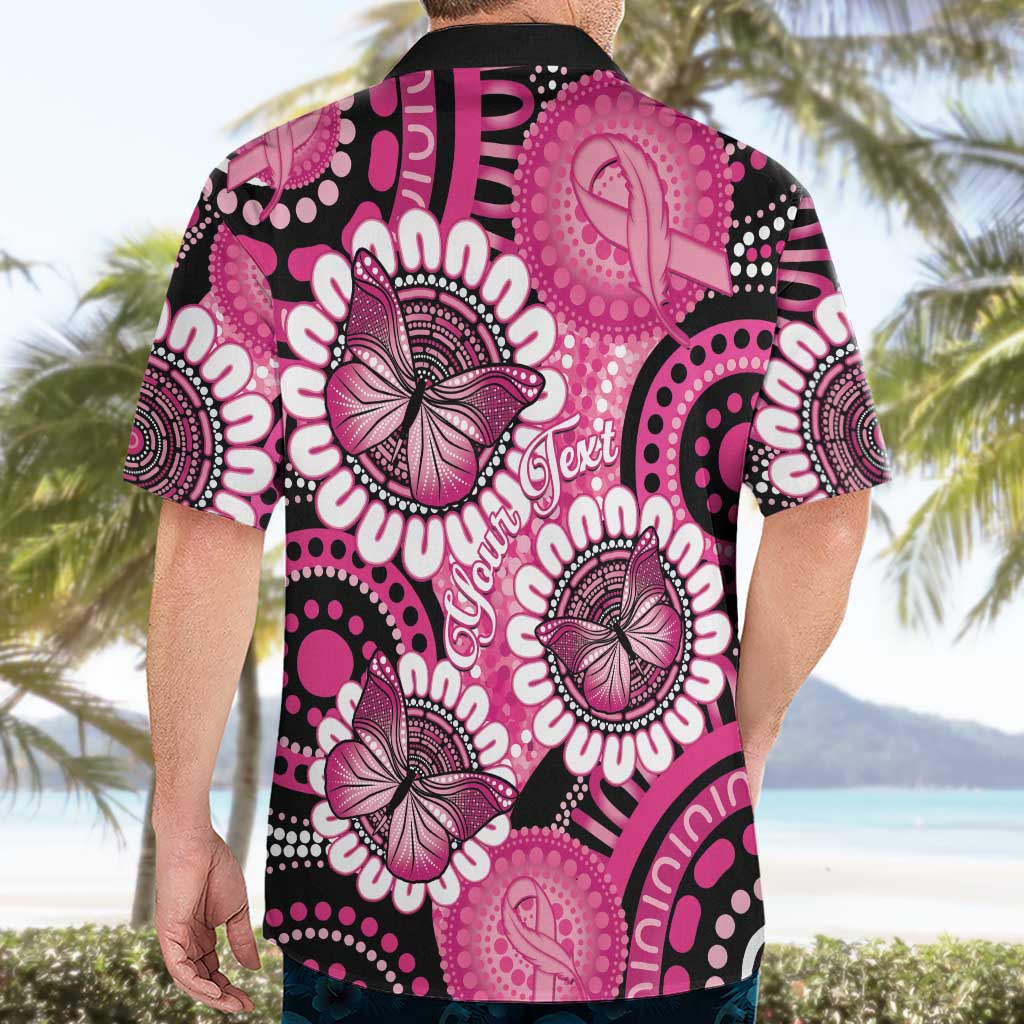 Personalised Australia Indigenous Hawaiian Shirt Breast Cancer Ribbon Think Pink - Black Version LT14