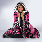 Personalised Australia Indigenous Hooded Blanket Breast Cancer Ribbon Think Pink - Black Version LT14