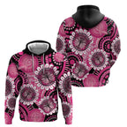 Personalised Australia Indigenous Hoodie Breast Cancer Ribbon Think Pink - Black Version LT14