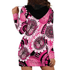 Personalised Australia Indigenous Hoodie Dress Breast Cancer Ribbon Think Pink - Black Version LT14