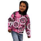 Personalised Australia Indigenous Kid Hoodie Breast Cancer Ribbon Think Pink - Black Version LT14