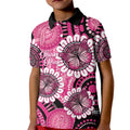 Personalised Australia Indigenous Kid Polo Shirt Breast Cancer Ribbon Think Pink - Black Version LT14