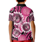 Personalised Australia Indigenous Kid Polo Shirt Breast Cancer Ribbon Think Pink - Black Version LT14