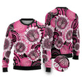 Personalised Australia Indigenous Ugly Christmas Sweater Breast Cancer Ribbon Think Pink - Black Version LT14