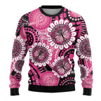 Personalised Australia Indigenous Ugly Christmas Sweater Breast Cancer Ribbon Think Pink - Black Version LT14