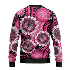 Personalised Australia Indigenous Ugly Christmas Sweater Breast Cancer Ribbon Think Pink - Black Version LT14