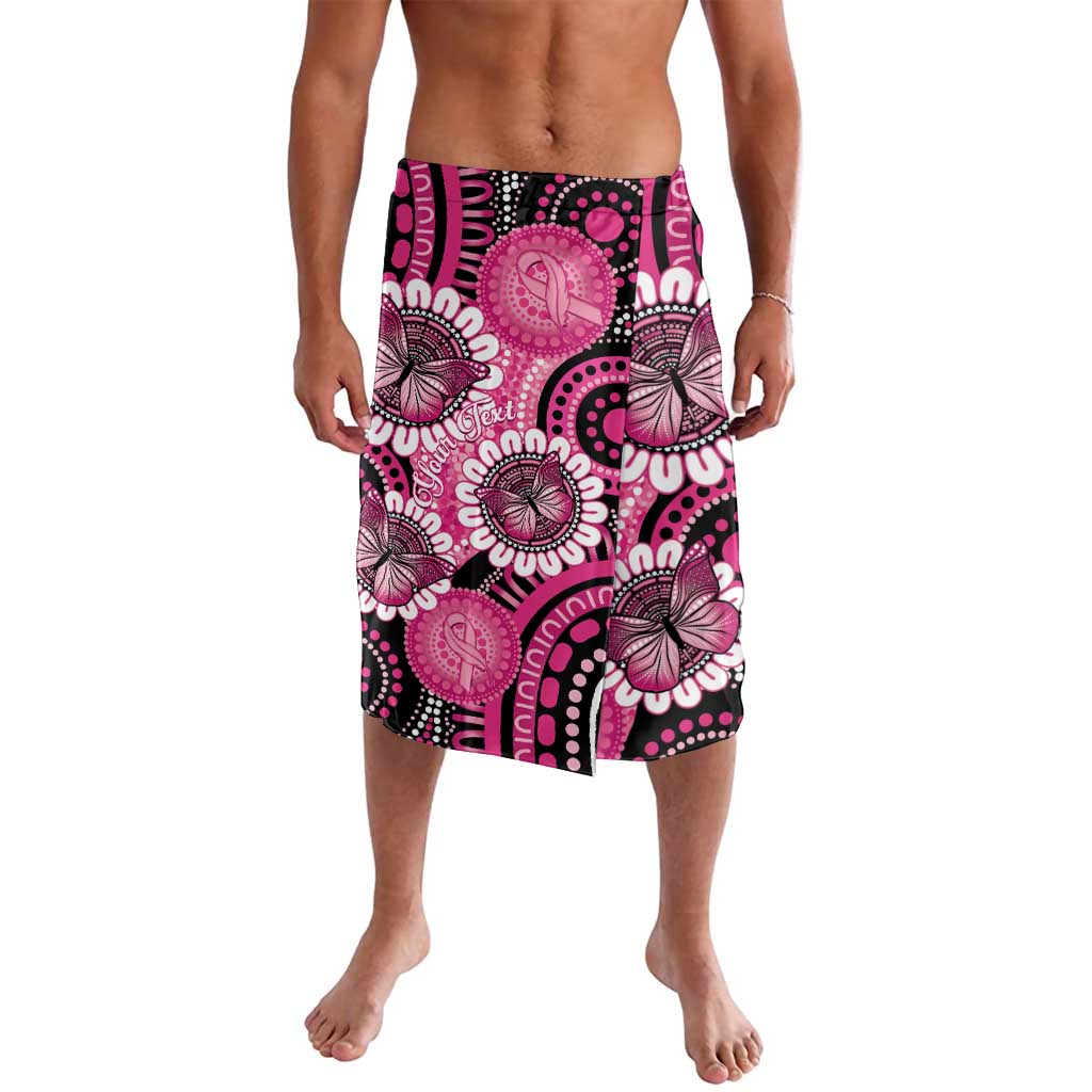 Personalised Australia Indigenous Lavalava Breast Cancer Ribbon Think Pink - Black Version LT14