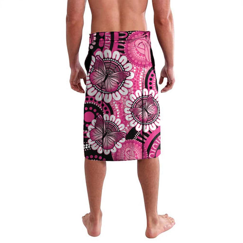 Personalised Australia Indigenous Lavalava Breast Cancer Ribbon Think Pink - Black Version LT14