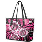 Personalised Australia Indigenous Leather Tote Bag Breast Cancer Ribbon Think Pink - Black Version LT14