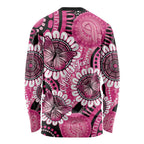 Personalised Australia Indigenous Long Sleeve Shirt Breast Cancer Ribbon Think Pink - Black Version LT14