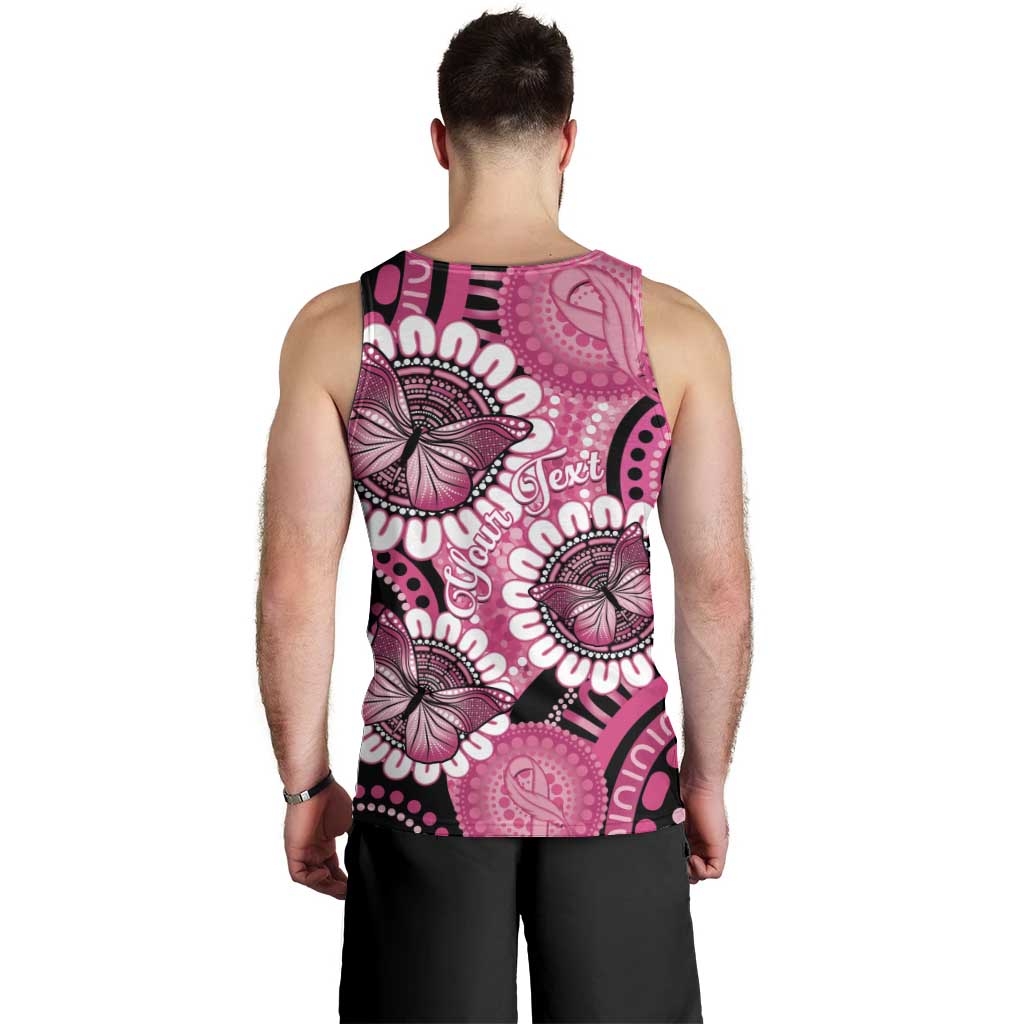 Personalised Australia Indigenous Men Tank Top Breast Cancer Ribbon Think Pink - Black Version LT14
