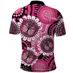 Personalised Australia Indigenous Polo Shirt Breast Cancer Ribbon Think Pink - Black Version LT14