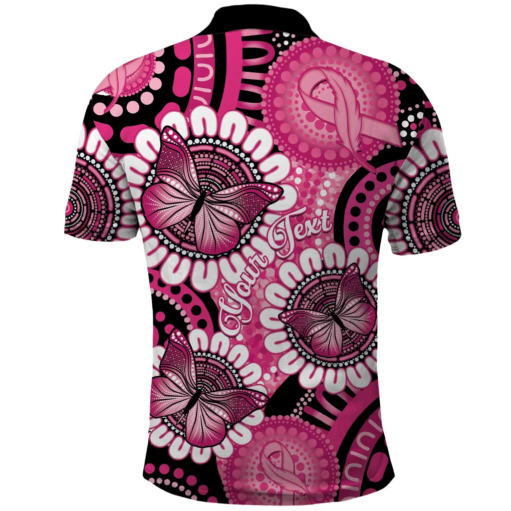 Personalised Australia Indigenous Polo Shirt Breast Cancer Ribbon Think Pink - Black Version LT14