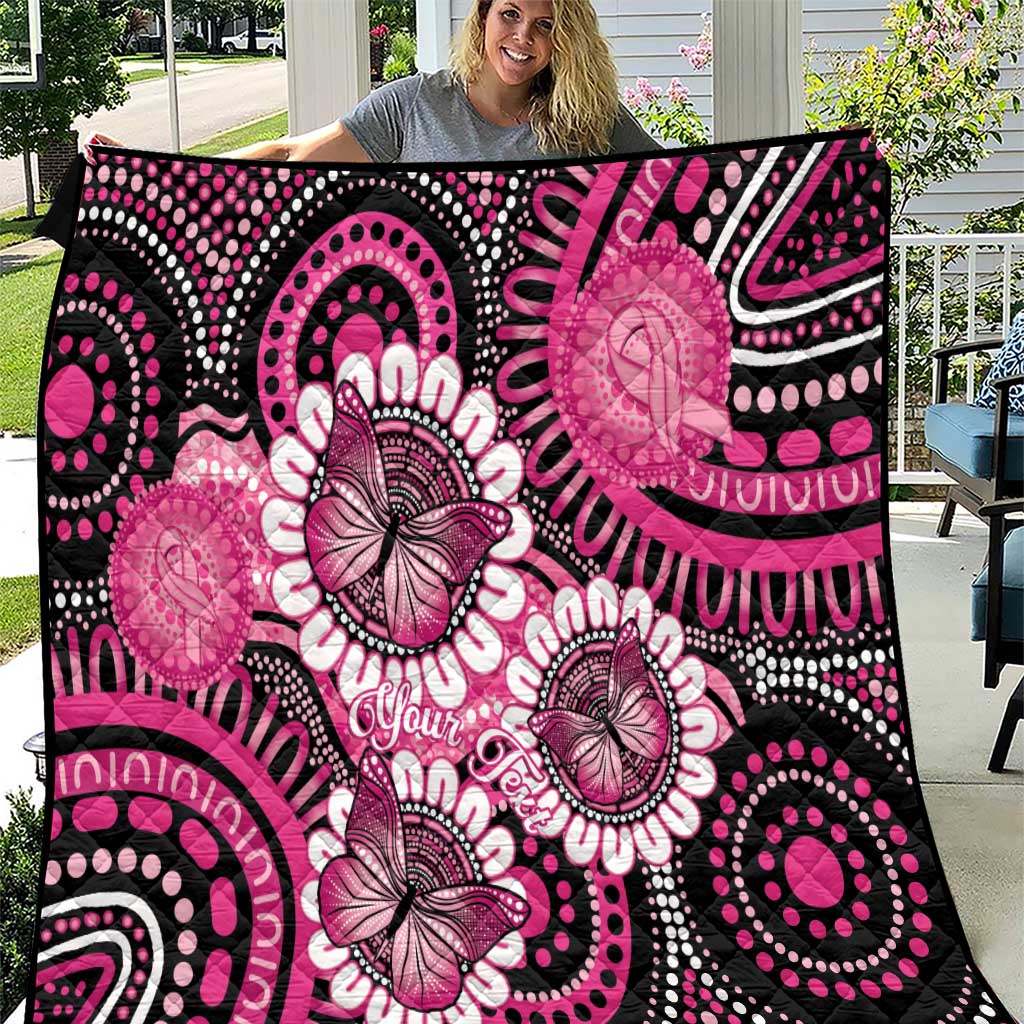 Personalised Australia Indigenous Quilt Breast Cancer Ribbon Think Pink - Black Version LT14