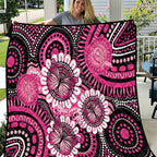Personalised Australia Indigenous Quilt Breast Cancer Ribbon Think Pink - Black Version LT14